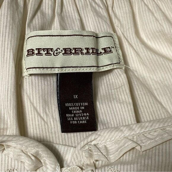 Bit & Bridle 100% Cotton Lightweight Striped Peasant Tunic Top Women's Size 1X - Picture 6 of 16